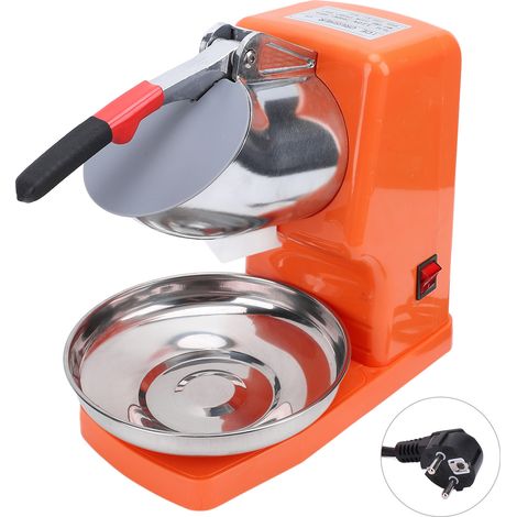 Broyeur à glace électrique 500W, 2 lames, Machine à cône de neige, en acier inoxydable, pour usage domestique et commercial, prise Orange ue, 220V (1/5)