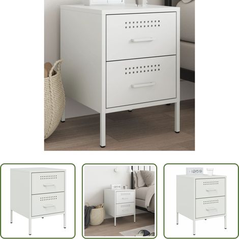 Meuble industriel - Table de chevet blanc 36x39x50,5 cm acier (1/5)