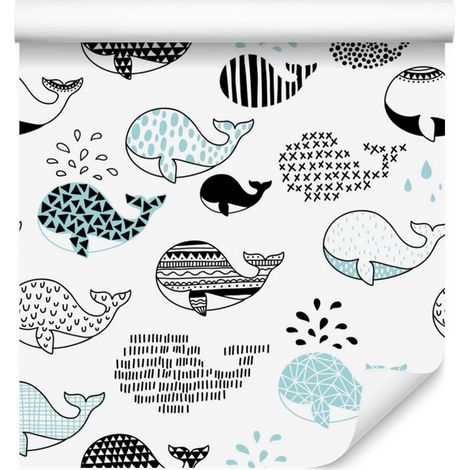 Papel pintado de ballenas para salón y dormitorio, 50x1000 cm. (1/5)