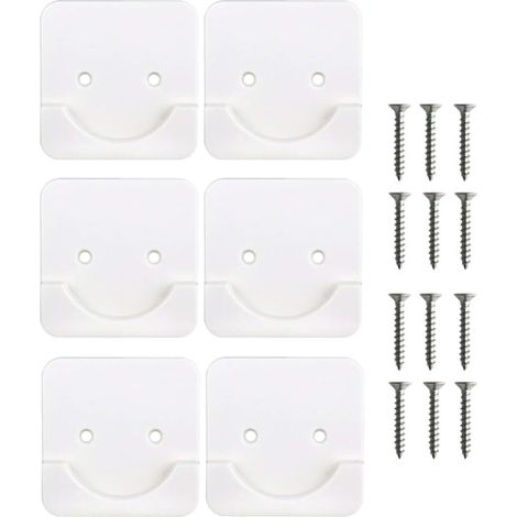 Supports de barre de douche adhésifs génériques, sans bavures, lot de 6, en ABS robuste pour hôtels et bureaux. (1/5)