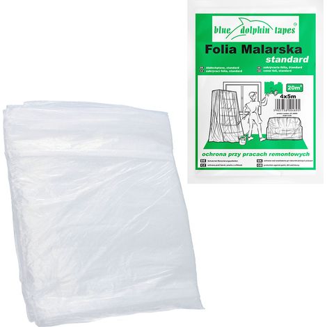 Film De Protection Peinture Blue Dolphin Standard, 4 x 5 m, Pour Travaux Interieurs