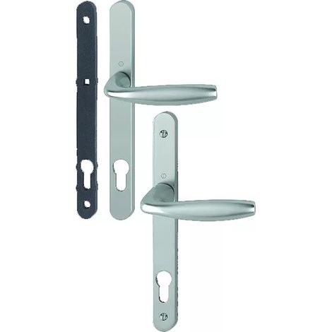 Ensemble de béquille plaque étroite New York - HOPPE AG - Aspect inox - Pour porte 68 à 77 mmCarré de 8 mm - EA 92 mm