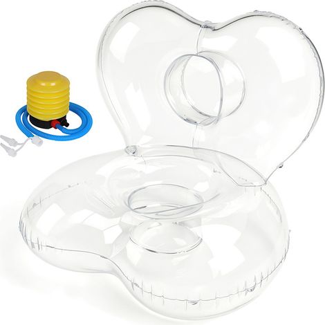 Fauteuil Gonflable Cœur Transparent 82 x 88 x 80 cm, Canapé 1 Place en PVC avec Pompe, Chaise Lounge Extérieur (1/3)