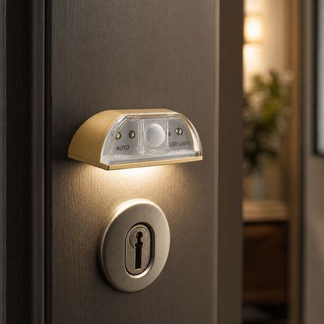 Luce notturna a LED con sensore di movimento per serrature, luce automatica con sensore PIR per porte, corridoi e armadi, design compatto in oro o argento. (1/4)
