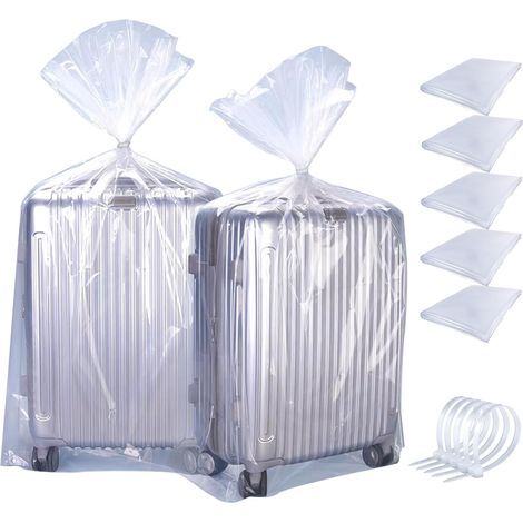 Set of 5 large, 100 x 120 cm, clear, waterproof plastic storage bags with 5 cable ties for lofts, luggage, suitcases, duvets, chairs, toys, and bedding. (1/5)