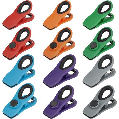 Fermagli magnetici per sacchetti per alimenti, chiusura ermetica, confezione da 12, colori assortiti