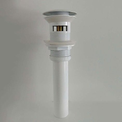 Bouchon de vidange blanc avec trop-plein, évier à revêtement blanc, bouchon de vidange en laiton, bouton-poussoir, robinet de salle de bain avec trop-plein (1/5)