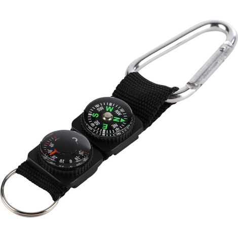 Mini Thermomètre Pendentif Multifonction avec Boussole Clé Porte-Clés - KZQ