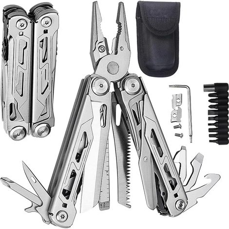 Tragbare Outdoor-Klappzange mit 9 Funktionen, Edelstahl-Multitool, ideal für Camping, Wandern, Reparaturen, mit Sicherheitsschloss und Aufbewahrungsbox (1/5)
