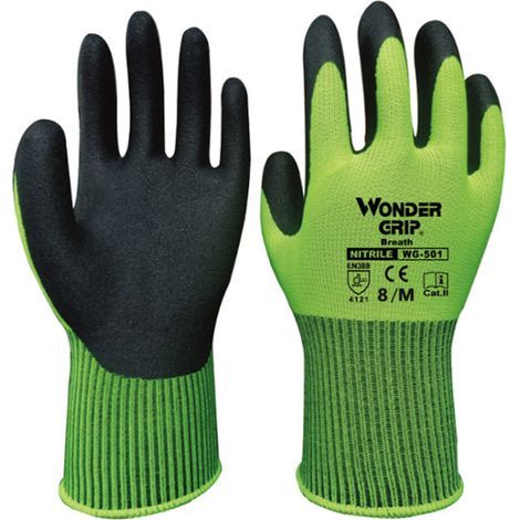Gants de jardinage universels en caoutchouc nitrile, nettoyage ménager, travaux de sécurité légers, respirants pour hommes et femmes avec poignet élastique, taille M (1/5)