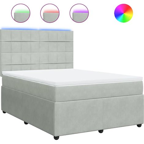 Maison Exclusive - Sommier à lattes de lit et matelas Gris clair 140x190cm Velours (1/5)