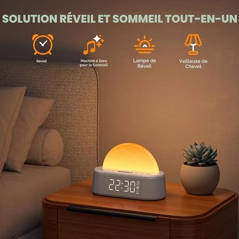 Réveil Simulateur d'Aube, Eveil Lumière Reveil Matin avec 7 Sonneries (1/4)
