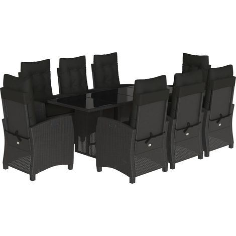 Maison Exclusive - 9-tlg. Garten-Essgruppe mit Kissen Schwarz Pol (1/5)
