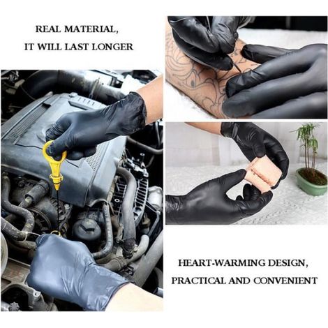 Gants alimentaires en PVC noir, lot de 100 pièces avec élastiques, confortables et offrant une excellente sensibilité tactile pour une utilisation quotidienne (1/4)