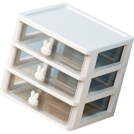Organisateur de Bureau avec 3 Boîtes de Stockage Transparentes en Plastique pour Fournitures de Bureau et Maquillage – Grande Capacité, Protection Anti-Poussière (1/5)