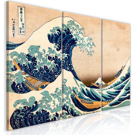 Tableau La Grande Vague au large de Kanagawa (3 Parties) - 120 x 60 cm (1/3)