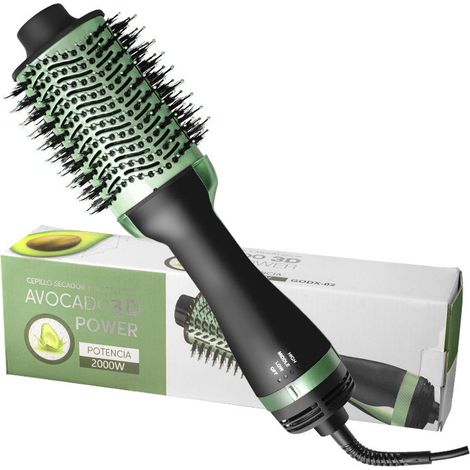 Brosse séchante 2 en 1 avec ions négatifs, 3 modes de fonctionnement et réduction du bruit - Verte
