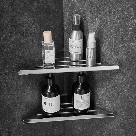 Set di 2 mensole angolari per doccia in acciaio inox 304 per pareti piastrellate, mensola da incasso per ristrutturazione bagno (1/3)