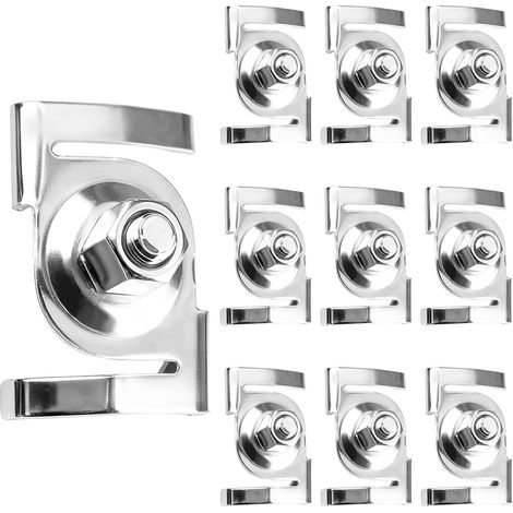 Lot de 10 clips de plafond galvanisés en forme de T - Clips de montage pour éclairage de rail - Clip sécurisé en T pour installation de plafonds suspendus (1/5)