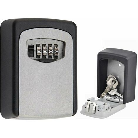 Key Lock with 4-Digit Combination Lock Outdoor Wall Mounted Safe Key Box Resettable Code Waterproof Combination Key Lock Box with Lock Waterproof Cover for House Spare Keys Business Garage (1/5)