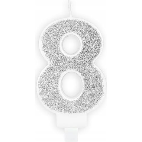 Geburtstagskerze Nummer 8, Silber (1/3)