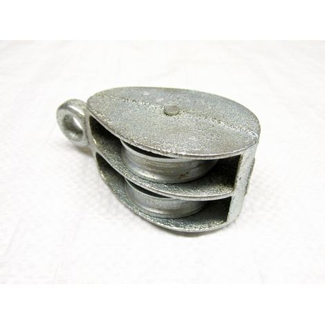25MM Awning Pulley Double Cast Sheave Fixed Round Eye - Rope Pulling Washing Line (1/2)
