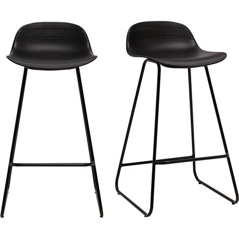 Design-Barhocker schwarz H65 cm (2er-Satz) ELLA (1/5)