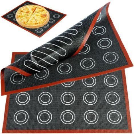 Sollbry 2 Pcs Tapis Macarons Silicone 40 X 30 cm Super Épais Tapis de Cuisson Silicone Macaron Réutilisable Tapis de Cuisson Silicone Micro Perforé pour Biscuits Macarons Pizza Choux Pain