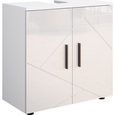 Waschbeckenunterschrank Irma, Weiß Hochglanz, 60 x 59 cm, Vicco