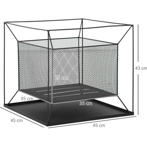 Brasero portable en métal pour le jardin, modèle suspendu avec tisonnier, brasero d'extérieur, 45 x 45 x 43 cm, noir (1/5)