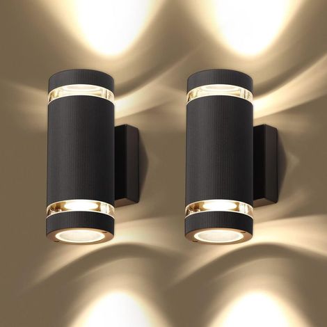 2pcs Led Applique Murale Exterieur IP65, Aluminium Noir Circulaire 3000k pour Jardin Terrasse Patio (1/5)