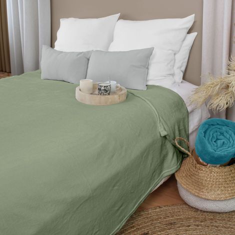 Couverture uni 180x220cm "Coral" - 180x220cm - Argile (1/2)
