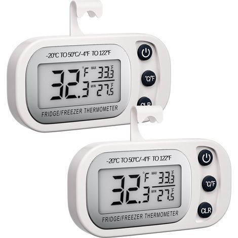 2-teiliges Küchen-Kühlschrankthermometer – Digitales Thermometer – Wasserdichtes Thermometer – Magnetisches Thermometer – Geeignet zur Messung von Temperaturen in Kühlschränken, Küchen und anderen Ber (1/5)