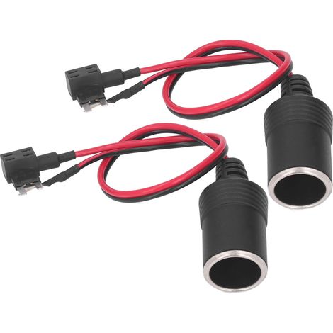 Lot de 2 prises allume-cigare femelle DC 12-24V 8A, câble de 30cm, connecteur pour voiture, moto, bateau (1/5)