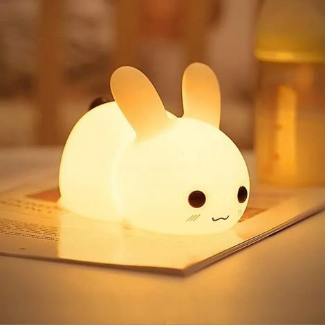 Veilleuse LED en silicone Lapin, Lampe de nuit rechargeable USB Lapin, Lapin Lampe Tactile, Veilleuse portable en silico A152 (1/4)