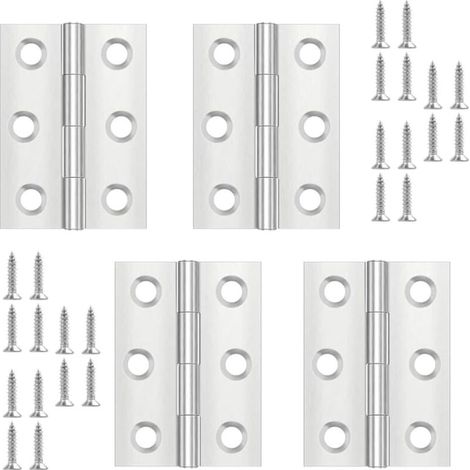 4 Pièces Charniere Porte,Charniere Inox,Charnière Invisible,Charnière plate,Porte Placard/Petites Portes/Tiroirs/Fenêtres/Pianos/Coffret à Bijoux Armoires de Quincaillerie de Meubles de Maison