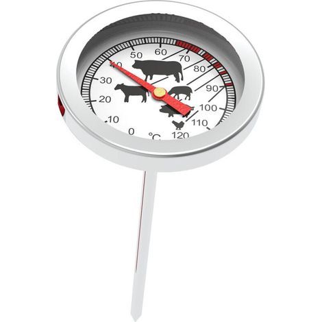 Thermomètre de Cuisson en Acier Inoxydable avec Échelle Graphique 0-120°C pour Cuire, Fumer et Cuire les Viandes (1/4)