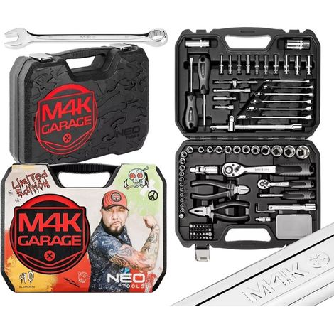 M4K GARAGE NEO TOOLS Werkzeugset, 90-teilig, Steckschlüsselsatz 10-100