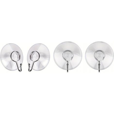 Lntyq 4er Set Saugnäpfe mit Haken - Transparent - Für Fenster, Bad und Küche - Ideal für Fensterdekoration, Lichterketten und als Handtuchhalter - 45 mm (1/5)