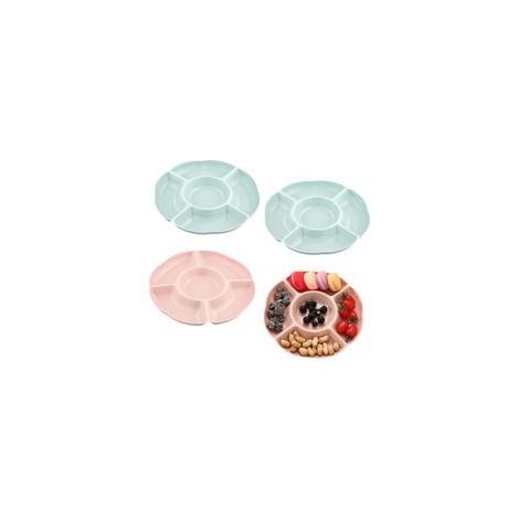 4 Pcs Plateaux à Compartiments Reutilisable, Assiettes de Service de Collation, Assiette de Fruits, Plateaux en Plastique pour Collation Fruits Bonbons Apéritifs (1/5)