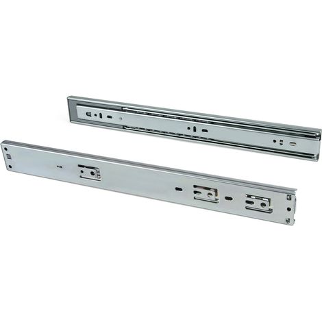 Emuca Set di guide a sfere per cassetti con estrazione totale e chiusura soft, altezza 45 mm, lunghezza 350 mm, Acciaio, Zincato bianco
