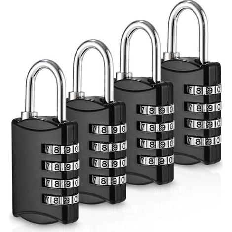 4 Pièces Cadenas Code, Cadenas 4 Chiffres, Cadenas Valise, Cadenas Code Exterieur Résistant aux Intempéries, Cadenas Casier Alliage de Zinc, pour Abri de Jardin, Gym, Garage, École (1/4)
