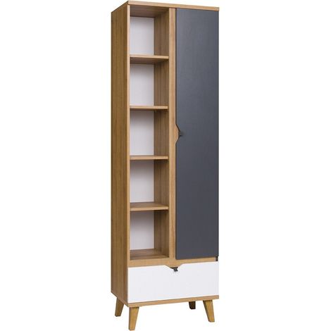 Étagère Etrmoru 133 , Avec des portes, Avec tiroirs, Stratifié, Le nombre de portes: 1, Nombre de tiroirs: 1, 200x60x40cm