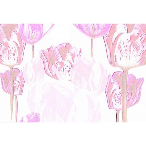 Papier peint panoramique tulipe rose & blanc Tapisserie panoramique chambre motif fleur Papier peint panoramique salon floral (1/3)
