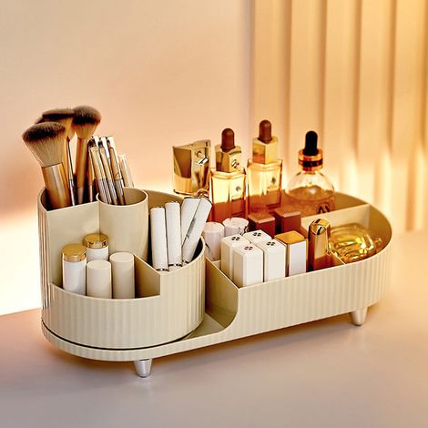 Support Pour Brosses À Maquillage - Support Tournant 360° - Organisation De Maquillage Et Soins Pour Vasque Table De Toilette Bureau Salle De Bain - 1 Pièce (1/5)