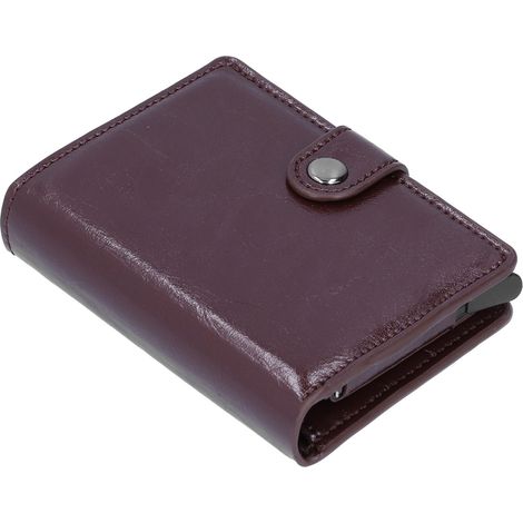 Porte-cartes de crédit homme RFID antivol, étui à cartes de visite professionnel, portefeuille mince en cuir café (X68) (1/5)