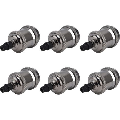6 Pièces Douille Métallique E26 E27, Base Rétro Éclairage avec Coque Aluminium et Perle Noire, Accessoires Électriques (1/5)
