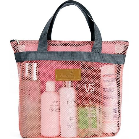 Shower Caddy Bag - Mesh Toiletry Organizer with Zipper - Portable Hanging Bath Storage for Travel Gym Camping Beach Dorm - 30 x 28 x 9 cm (1/5)
