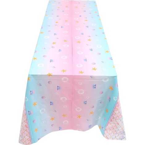 Nappe Jetable pour Fête Thème Sirène en Plastique, Résistante et Facile à Nettoyer, pour Anniversaire et Décorations de Fête Océan (1/5)