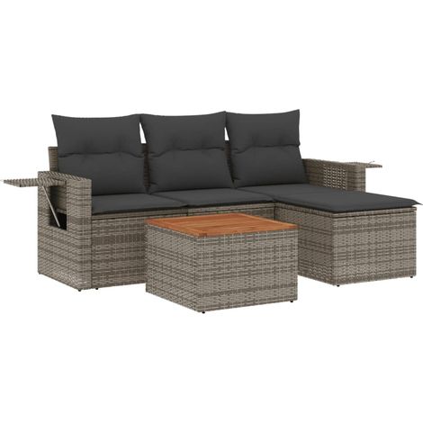 Maison Exclusive - 5-tlg. Garten-Sofagarnitur mit Kissen Grau Pol